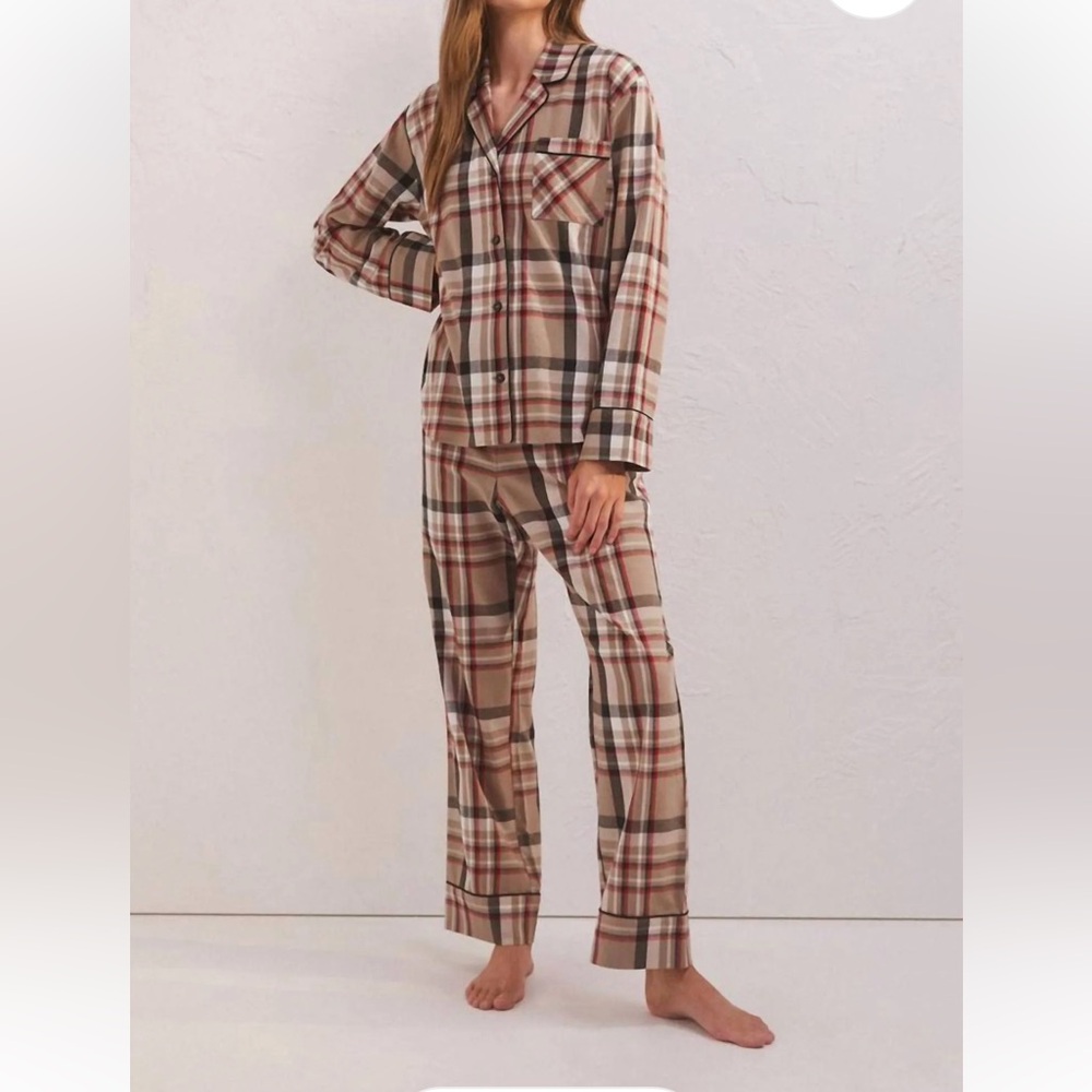 NWT Z Supply Women’s Plaid Dreamer Pajamas Burlap SZ M
